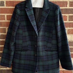 Talbots Green and Blue Plaid Blazer